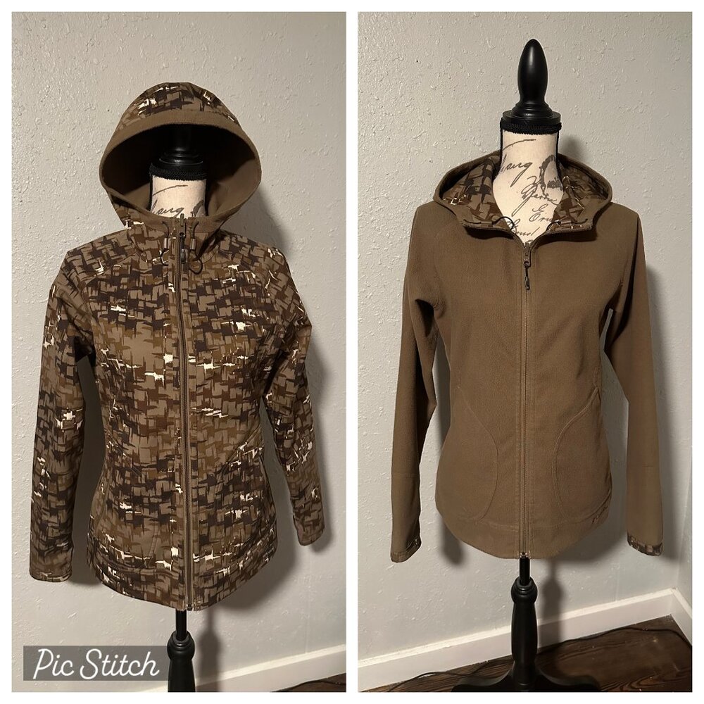 Columbia Titanium SMALL Soft Shell Fleece REVERSIBLE Camo Jacket Coat Hooded